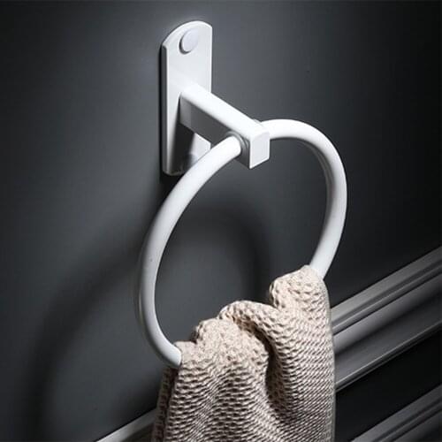 Wall-Mounted Bathroom Towel Holder No Punching/Screw Installation Round Towel Rings Towel Rack Hanger Bathroom Accessories