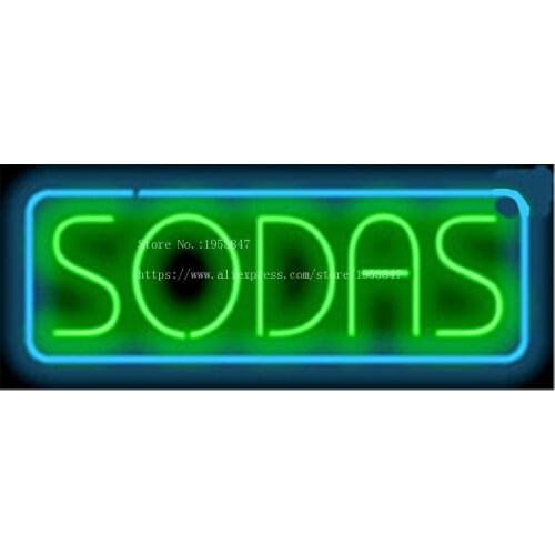 Sodas NEON SIGN Real GLASS Tube Beer PUB Restaurant Signboard display Decorate Shop food dinner Light Signs 17*14"
