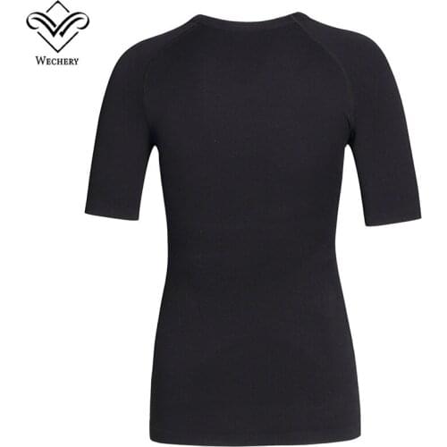 Wechery Midi Sleeve Underwear Men Slimming Quality Tops Black White Body Shaper Round Neck Seamless Design