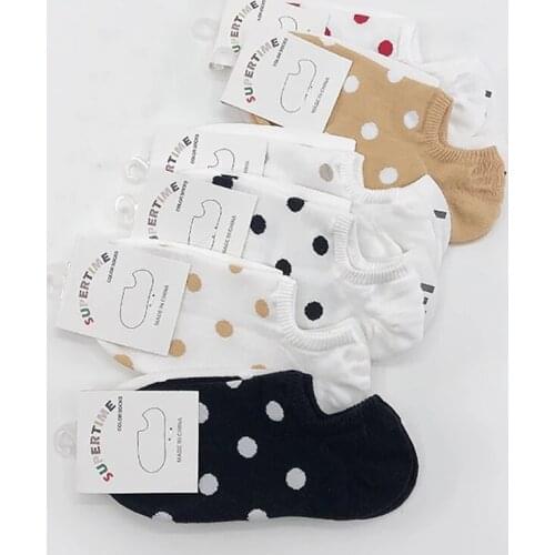 Women Socks Short Cotton Aesthetic Novelty Dot Sweet Boat Socks for Girls Chaussette Femme Skarpety Kobieta Ankle Sock Woman Sox