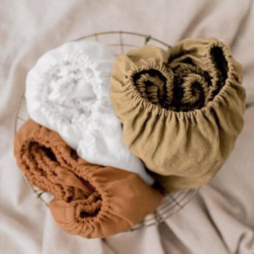 100% Linen Fabric Solid Fitted Sheet Non-slip Fixed Mattress Cover Four Corners With Elastic Band Bed Sheet Dust Cover maneskin