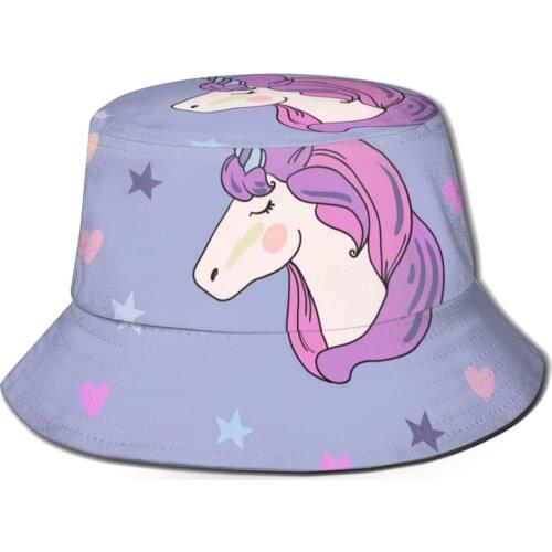 CINESSD Galaxy Fantasy Pink Unicorns Bucket Hat Summer Hats Fisherman Hat Foldable Women Men Sunscreen Shade Caps