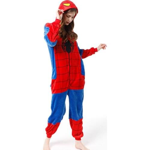 Cosplay Kigurumi Adult Pajama Spider Doraemon Onesie Winter Hooded Jumpsuit Halloween Tiger Costumes For Women Unisex Sleepwear