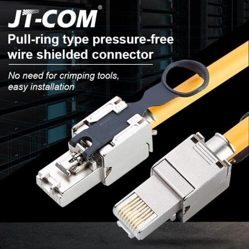 Tool-Free Zinc Alloy Shielded 8P8C RJ45 Connector Compatible with Cat6/Cat6A/Cat7/Cat8 Termination Plug for Ethernet Cable