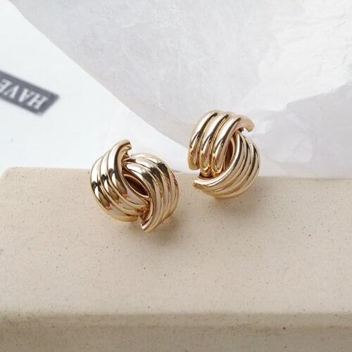 S925 needle Simply Jewelry Metal Stud Earrings 2020 Geometric Golden Plating Women Jewelry Earrings For Girls Women Gifts