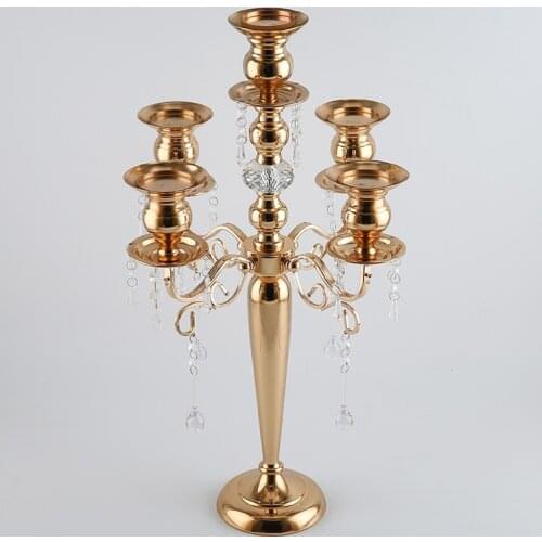 Silver/Gold/Black/Bronze Metal Candle Holder Retro 5-Arms Candelabra Candle Stand Wedding Candlestick
