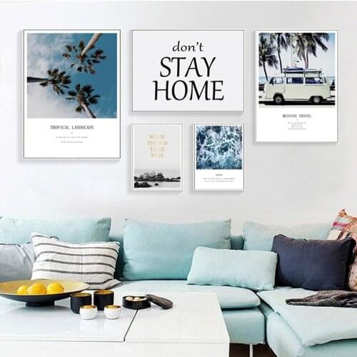 Nordic Modern Minimalist Wall Art Canvas Painting English Alphabet Car Sea Water Landscape Poster Living Room Decor Pictures