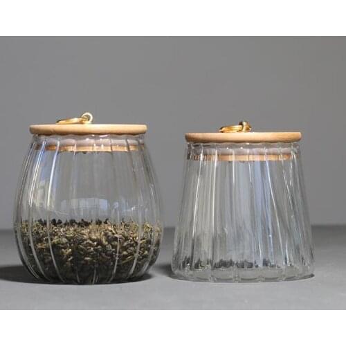 Glass Tea Cans Storage Jar Seamless Lid Bamboo Candy Storage Jar Glass Containers Food Preserve Preserving Jar