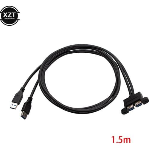High Quality Dual USB 3.0 Male to Dual USB 3.0 Female USB3.0 Extension Cable Screw Panel Mount 30cm 50cm 1.5m