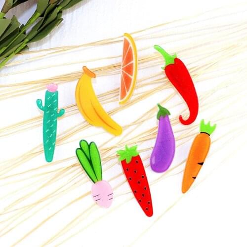 240pcs/lot DIY Simple Multi Acrylic Fruit&Vegetables Hair Duck Clip Baby Hairpins Hair Styling Tools Hair Accessories HA1213