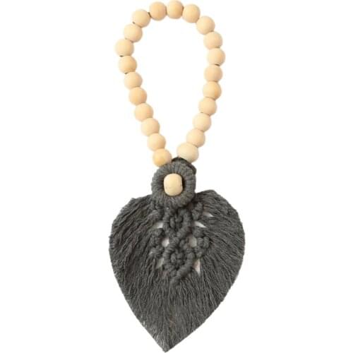 Homestay Curtain Bohemian Decoration Hand-woven Crafts Gray Cotton+Wood Fashion Beautiful Durable Ivory Wooden Bead Cotton Rope