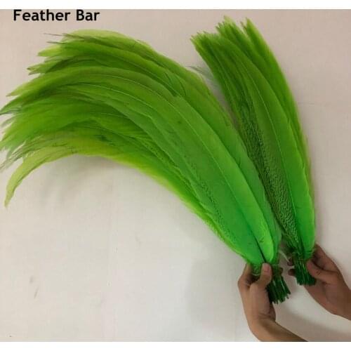 Factory sales 50pieces/lot 20-22 inch 75-80cm Length Top Quality Apple Green Dyed Silver Pheasant Feathers Carnival Decorations