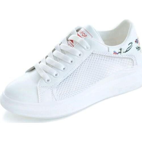 BRKWLYZ 2021 spring new fashion white wedge shoes female platform ladies comfortable casual shoes Breathable mesh sneakers