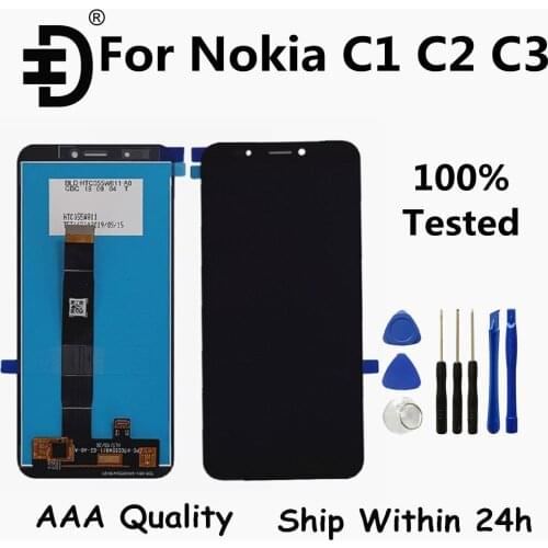 Tested LCD Screen For Nokia C1 C2 C3 LCD Display Touch Screen Digitizer Assembly For Nokia C1 TA-1165 LCD Replacement With Tools