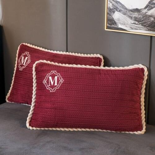 Liquorred pillowcase home bedroom sofa solid color winter flannel pillowcase bedding decoration pillow leaf