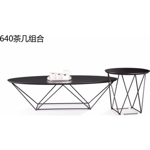 0621CJ640 Modern round metal frame Density board with painting finish surface round combination coffee tea table