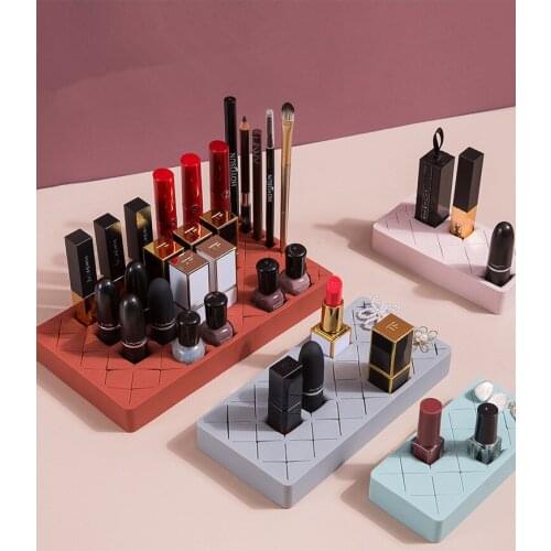 1PC Silicone Lipstick Rack Cosmetic Storage Box Makeup Storage Case Lipstick Organizer Makeup Brush Holder For Desktop XB 118