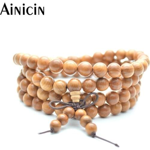 10pcs 8mm Tibetan 108 Mala Prayer Wooden Beads 34'' Elastic Bracelets For Men and Women Jewelry