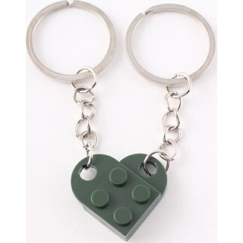 Dark Green 2 PCs/Set Couple For Men Women For Kits For Parents Two Heart-shaped Key Chain Paired Keychain Valentines Day Gift