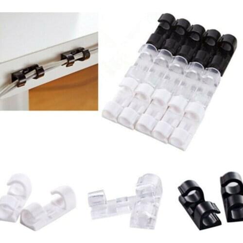 20pcs Cable Clips With Strong Adhesive Tapes Fixing Clamps Finisher Organizer Self-sticking Wire Cable Holder