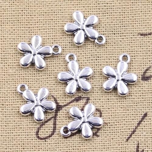 30pcs Charms Flower 13x11mm Antique Silver Color Pendants Making DIY Handmade Tibetan Finding Jewelry