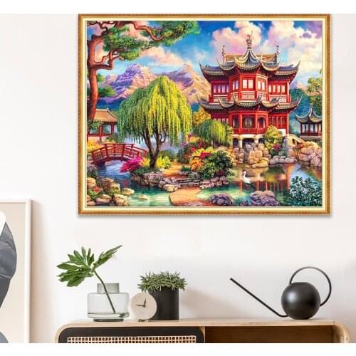5D DIY Diamond Painting Landscape House Cross Stitch Kit Full Drill Diamond Embroidery Mosaic Art Picture Home Decor New Arrival
