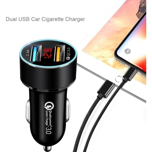 Kebidu QC3.1 Dual USB Car Charger LCD Display 12-24V Cigarette Socket Lighter Fast Charger Power Auto USB Adapter Upgraded