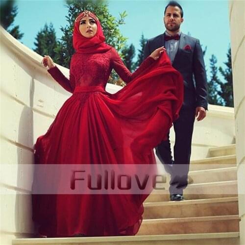 Noble Burgundy Lace Muslim Evening Dress 2019 Appliques Bow Long Sleeve Formal Party Dresses Vestidos De Fiesta Robe De Soiree