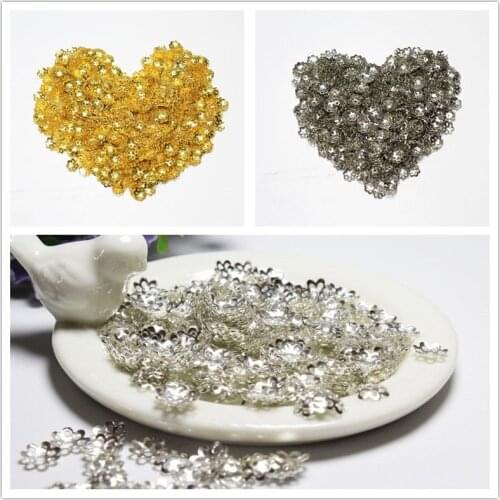 Wholesale 500PCS 6mm Flower Spacers Beads Cup Metal Gold Silvery Plated For Jewelry Making Fit DIY Silvery Bracelet Necklace