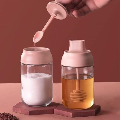 Household Items Spice Jar Seasoning Bottle Spoon Cover Integrated Salt Containers Kitchen Organizer And Storage Container