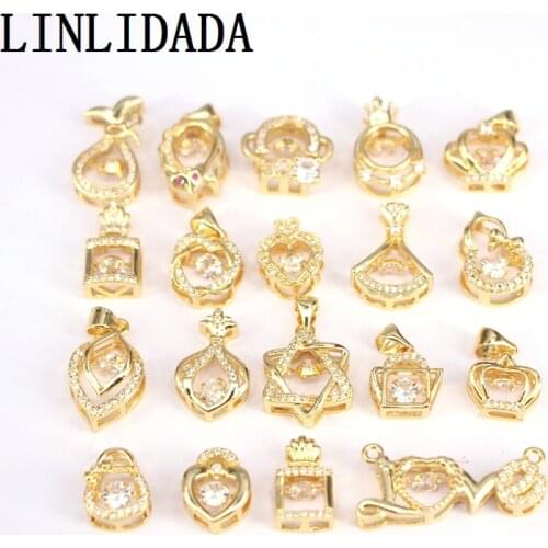 10Pcs Crystal Pendant Simple Flower Heart Drop Necklace for Brides Cubic Zirconia Bridesmaid Pendant Wedding Jewelry