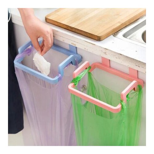 Trash Rack Storage Garbage Bag Holder Cupboard Door Back Kitchen Garbage Rubbish Bag Cabinet Hanging Trash Rack Kitchen Orgnizer