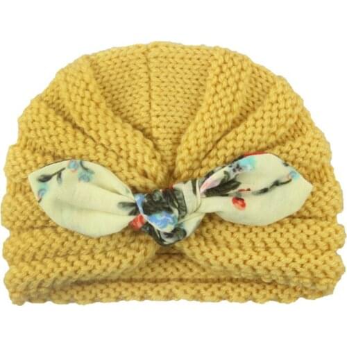 Kids Accessories Clothing Infant Baby Girl Boy Winter Flower Warm Cap Crochet Knitted Pearls Hat Turban