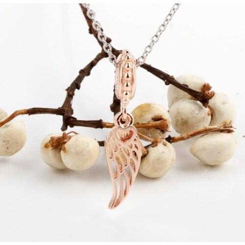 S925 Sterling Silver New Angel Wing Pendant Fit Original Charms Bracelet