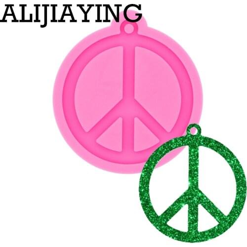 DY0330 Glossy Peace Sign Keychain Mould Silicone Resin Mold for Epoxy Jewelry Making DIY Crafts Necklace