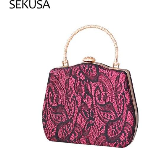 Elegant Lace Box Wedding Evening Bag Party Clutch Fashion Women Purses and Handbags Top Handle Totes Designer Chain Shoulder Ba