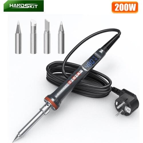 200W Soldering Iron LED Digital Display Adjustable Welding Electric Soldering Iron EU/US Plug 15min Auto Sleep Tin Welding Tool