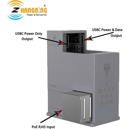 POE+ USB-C Deliver Power& Data With Two USBC Function In Euro Box for Tablet Surface Go, IPAD Pro, Type-C device