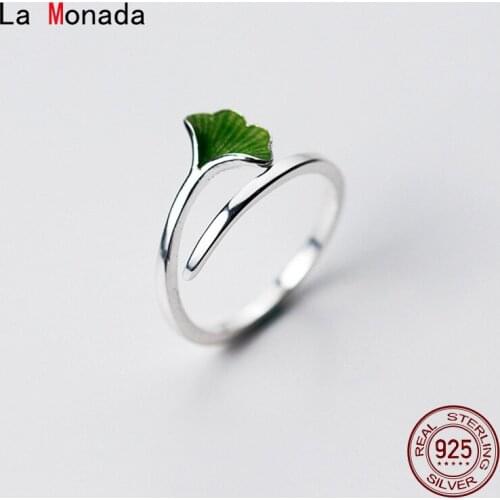 La Monada Red Green Leaf Silver Ring 925 Korean Adjustable Rings For Women Silver 925 Sterling Jewelry Stylish Rings For Girls