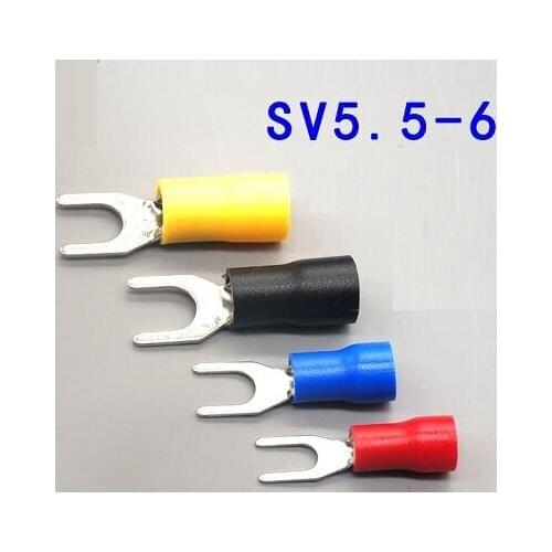 SV5.5-6 Yellow Furcate terminals Cable Wire Connector 16~14AWG Yellow Furcate Fork Spade Crimp Terminals SV5-6 SV