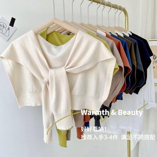 Korean Style Fake Collar Shawl for Women Knitted Cape Sunscreen Shawl Summer False Collars Shirt Detachable Collars