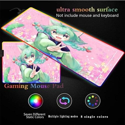 Girl Anime Pink 40*90/30*80CM RGB Luminous Mouse Pad Gaming Computer Backlit Large Mousepad for Desk Keyboard LED Mice Mat XXL