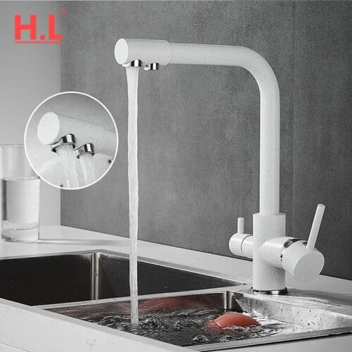 Kitchen Faucet Contemporary Dual Holder Dual Hole Clean Water Filter Dot Brass Purifier Faucet Vessel Sink Tap 3-way taps