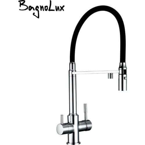 Bagnolux Copper Kitchen Faucets Chrome Kitchen Sink Black hose Mount Pull Down Dual Sprayer Nozzle Mixer Water Taps