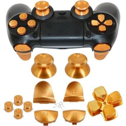 Aluminum Metal Thumbsticks Analog Grip & Bullet Buttons & D-pad & L1 R1 L2 R2 Trigger for PS4 Controller Gen 1 Metal Buttons