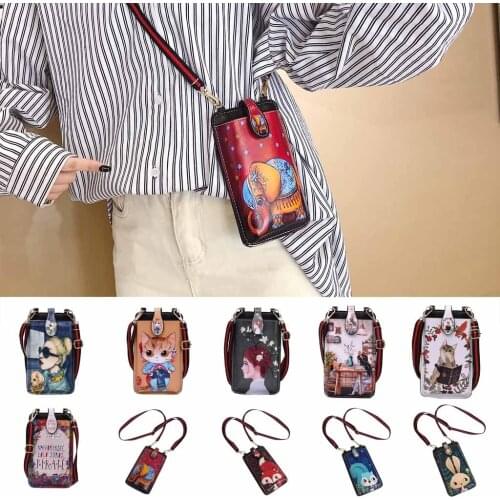 Cute Small Cartoon mobile phone pouch Universal Wallet Bag for iphone Samsung Huawei htc lg/ Shoulder bag holster Gift for child