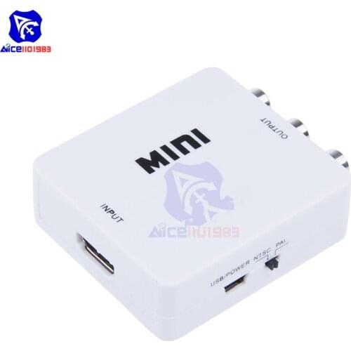 Mini HD Video Converter HDMI to RCA AV/CVSB L/R Video 1080P HDMI2AV Support NTSC PAL Output HDMI to AV Scaler Switch Adapter