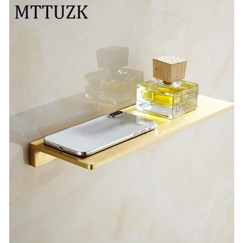 MTTUZK Nordic Brass Brushed Gold Bathroom shelf Bathroom Cosmetic Countertop Phone Rack Bathroom Shelves Bathroom Accessories