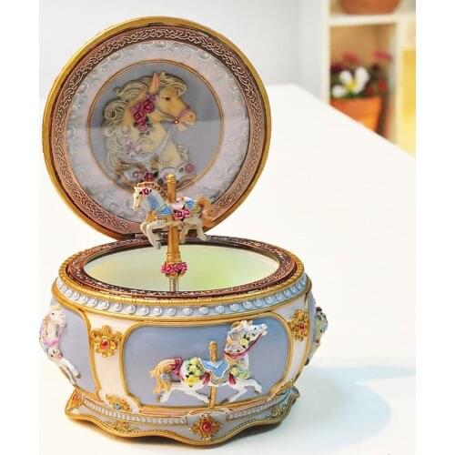 Carving Carousel Music Box with LED Sound Control Flash Lights Creative Birthday Valentines Day Gifts for Girlfriend Children