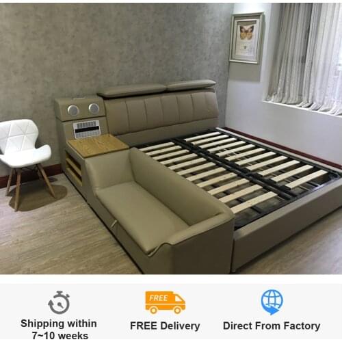 RAMA DYMASTY genuine leather soft bed modern design bed/ fashion king/queen size bedroom furniture